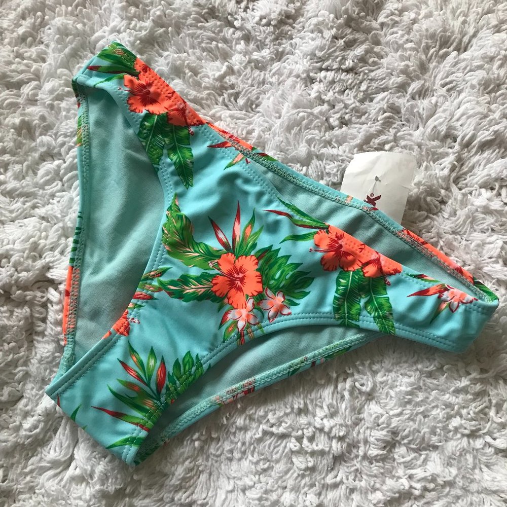 Cabana del Sol Hawaiian Floral Print Classic Bikini Bottom Size S